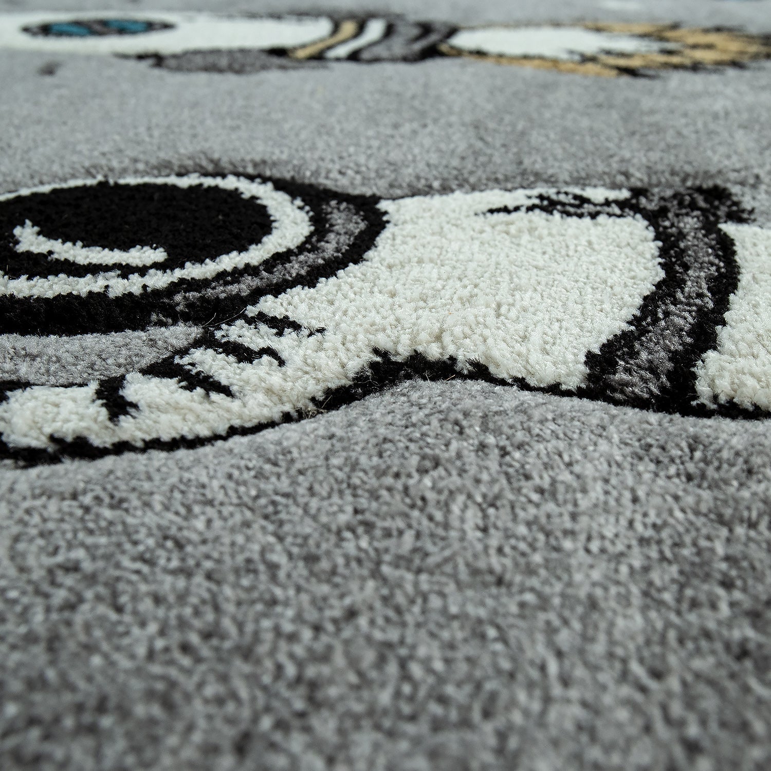 Space Rug for Kids with Astronauts & Rockets in Grey-4