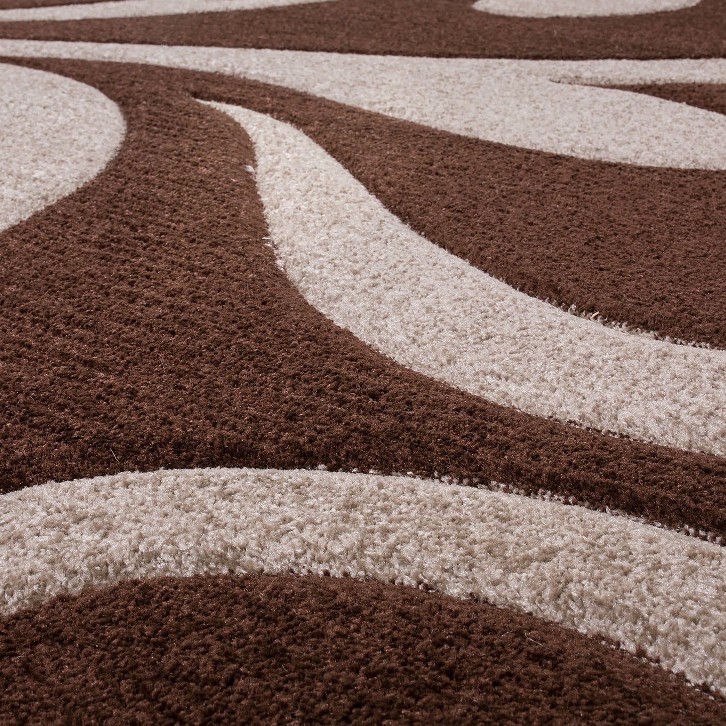 Area Rug Lafleur Modern Floral Pattern with Contour Cut - Brown-1