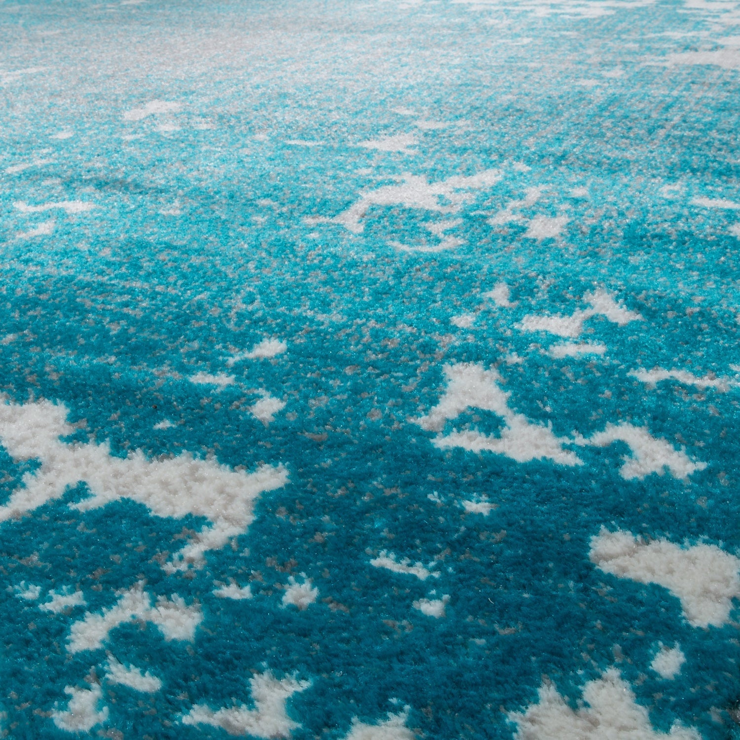 Abstract Area Rug Splash with Used Look in Turquiose Cream-4