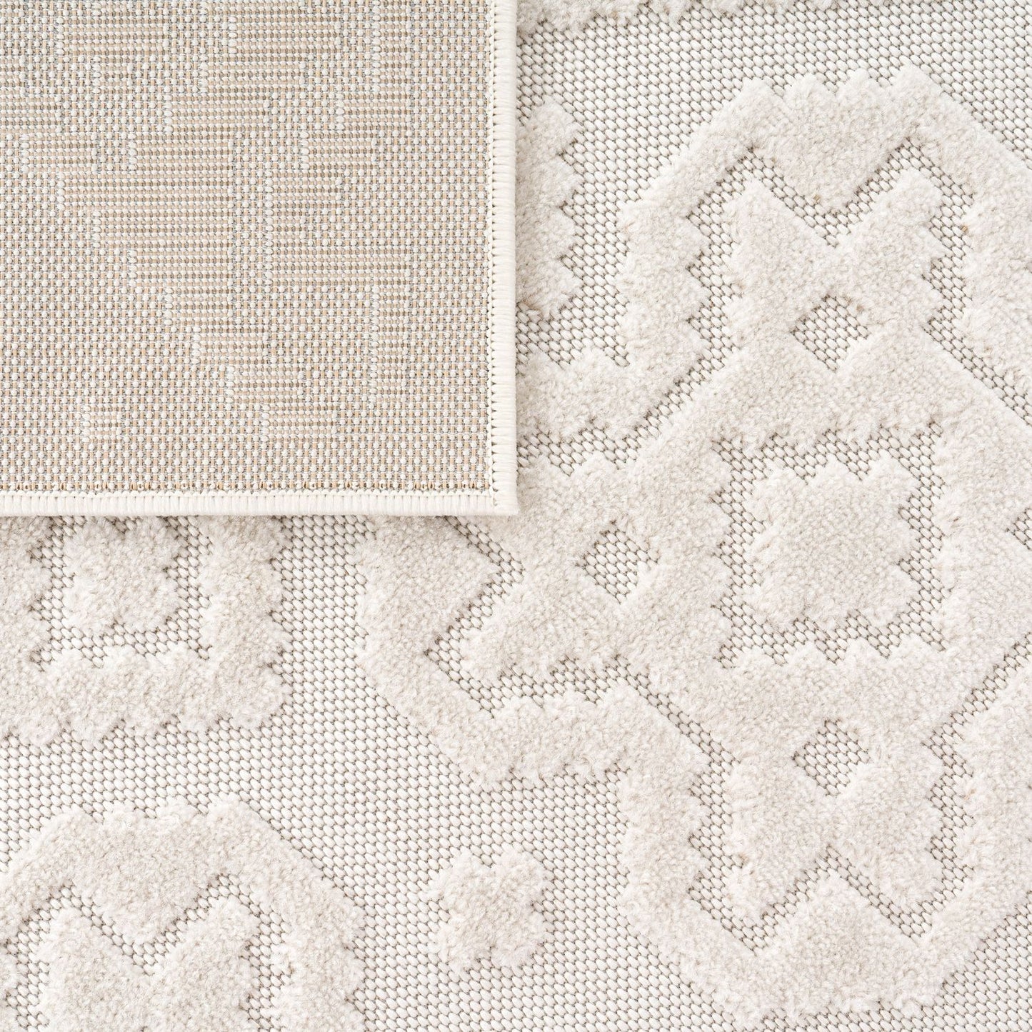 In- & Outdoor Rug Marrakesh High-Low Diamond Effect Pattern Cream-3