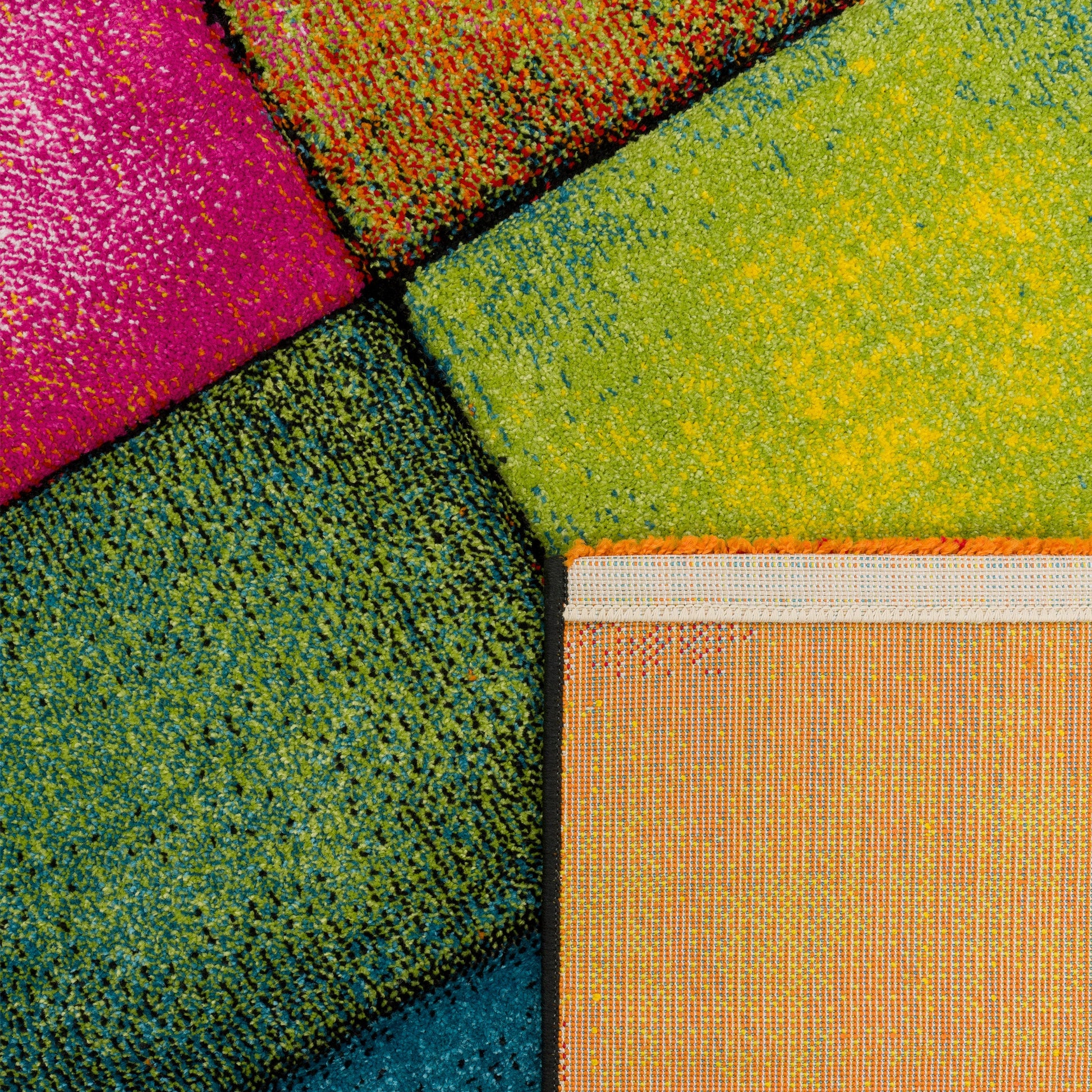 Colorful Area Rug Smaragd With Geometric Squares - Multicolor-3