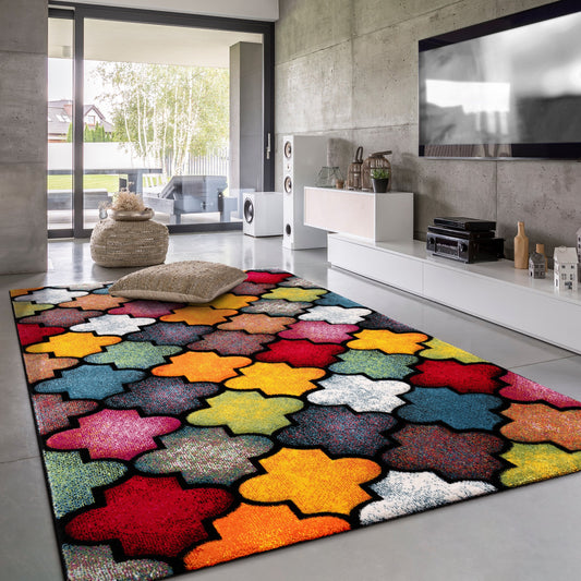 Colorful Area Rug Smaragd Moroccan Pattern - Multicolor-0