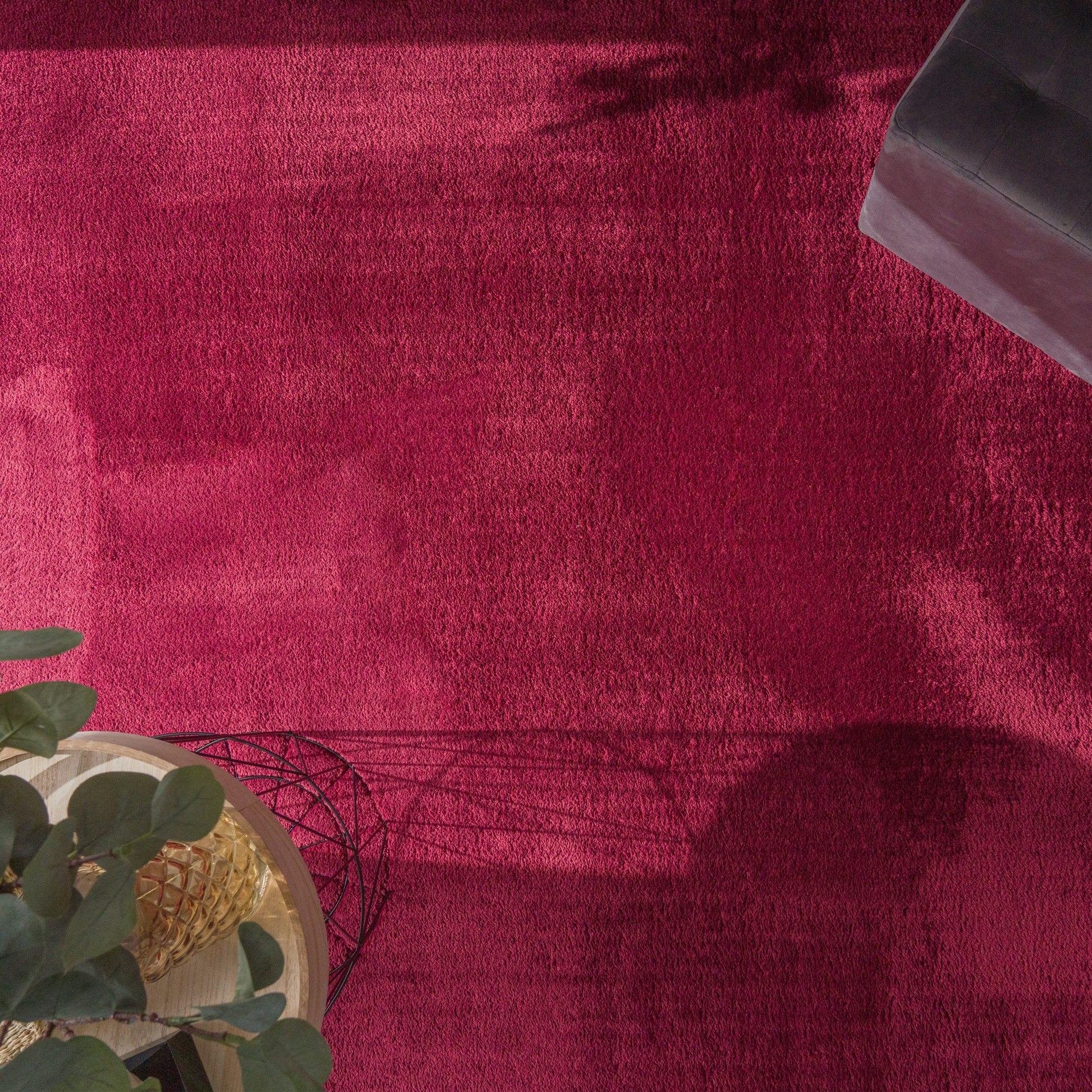 Soft Area Rug with Anti-Slip Backing Washable - Red-2