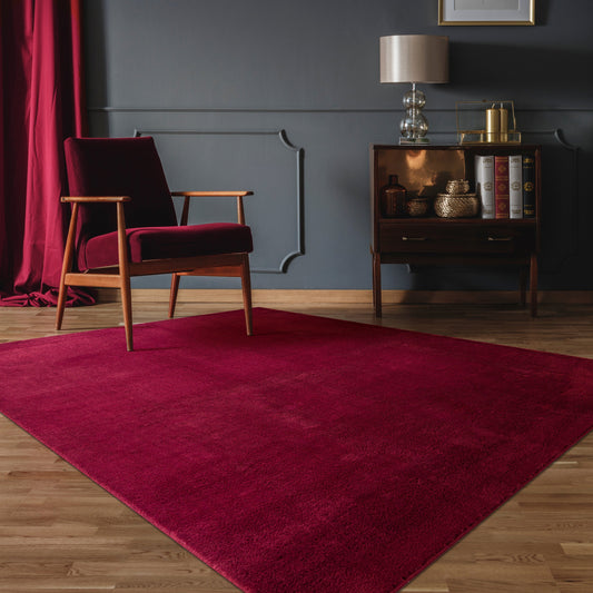 Soft Area Rug with Anti-Slip Backing Washable - Red-0