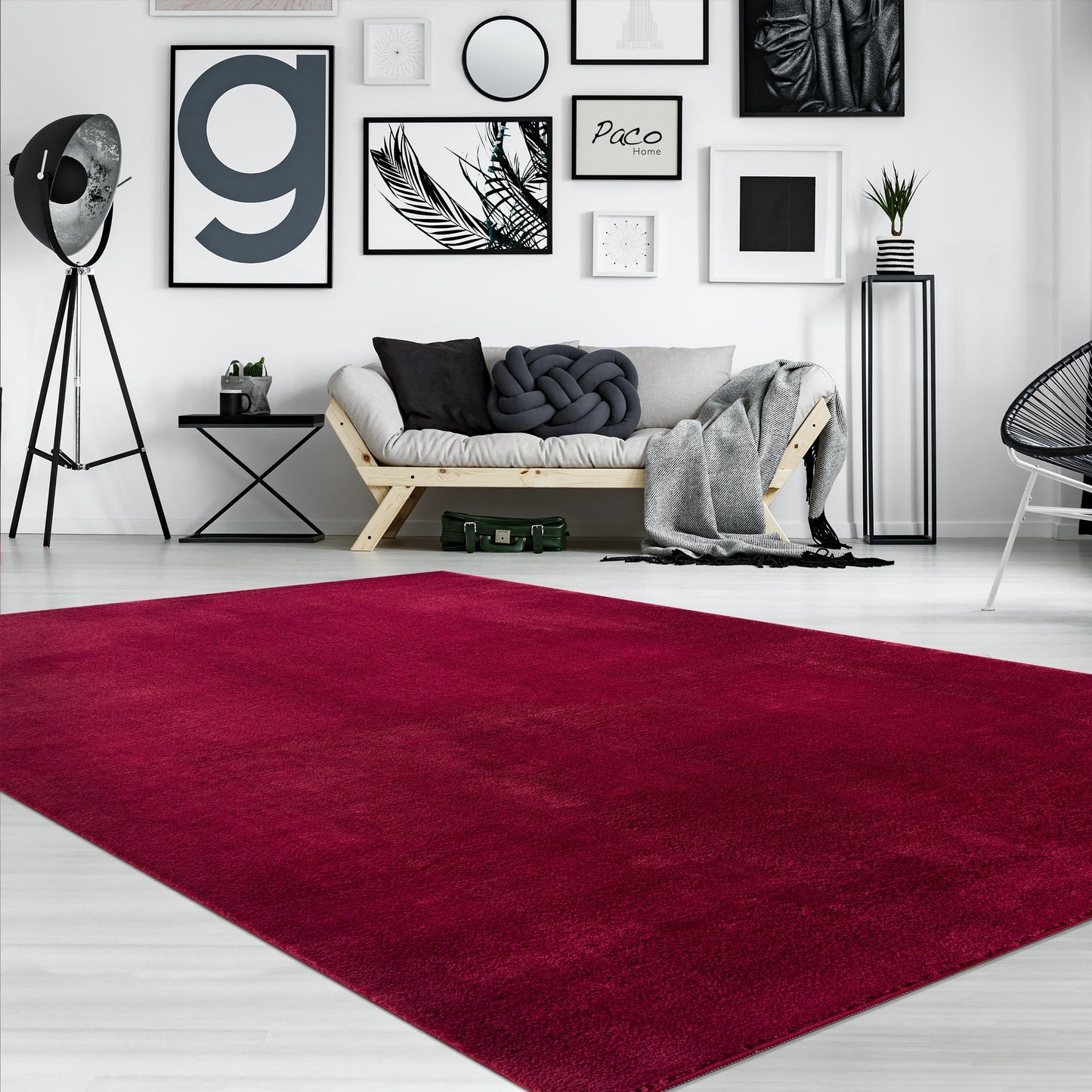 Soft Area Rug with Anti-Slip Backing Washable - Red-1