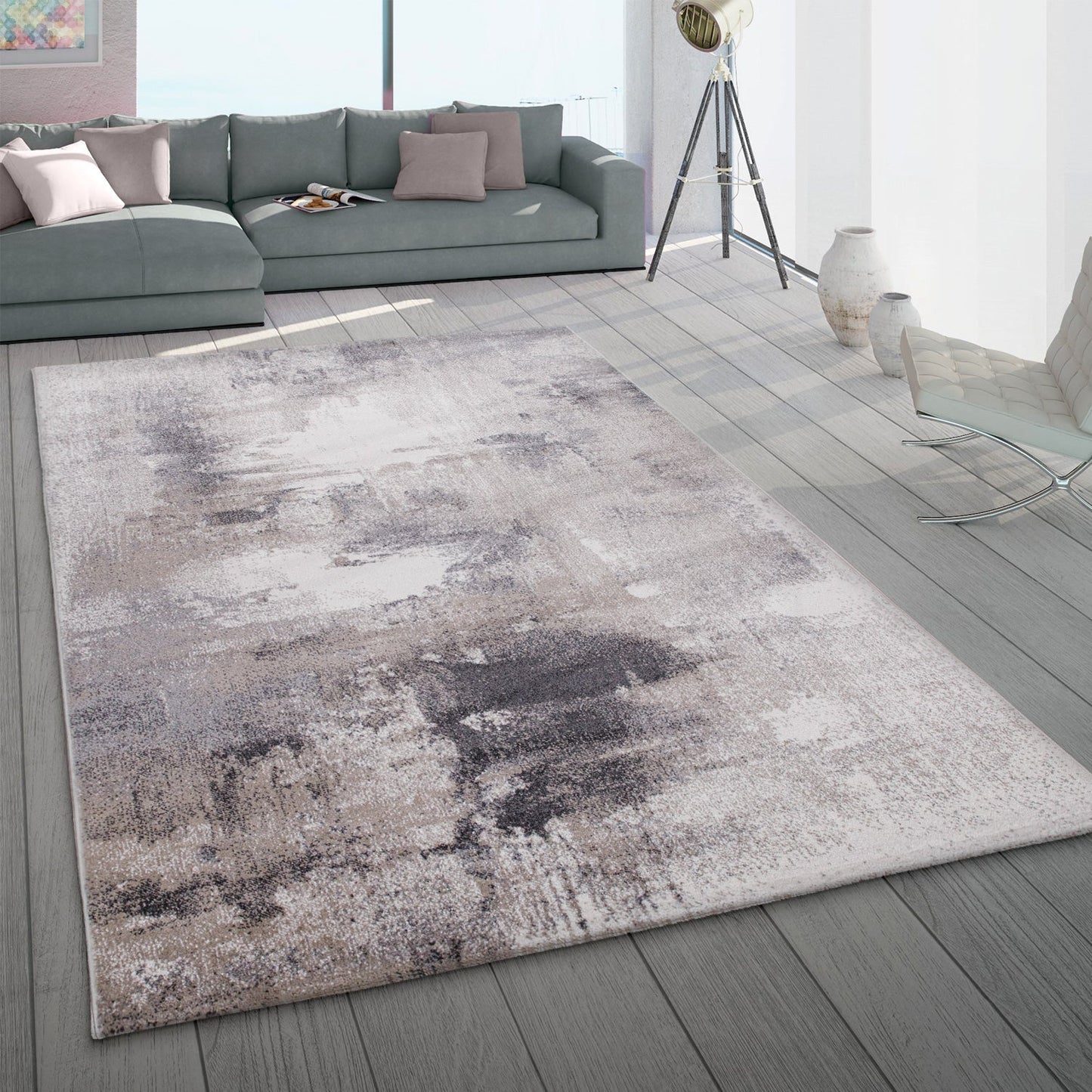 Abstract Area Rug Mero Artful Colors in Beige Grey-0