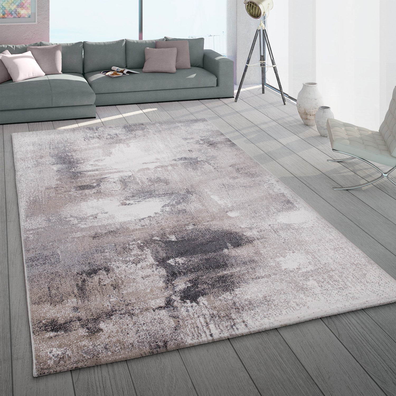 Abstract Area Rug Mero Artful Colors in Beige Grey-0