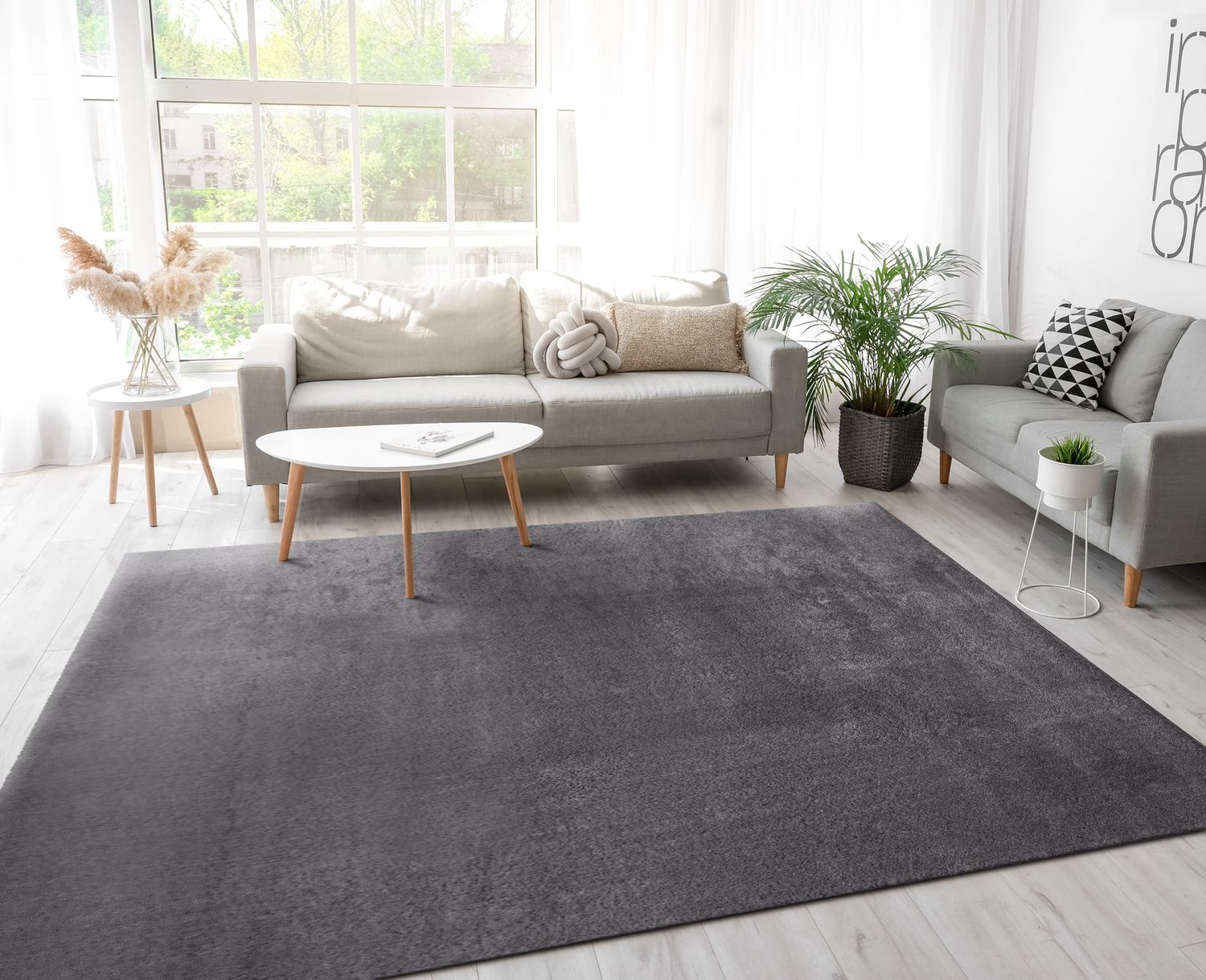 Soft Area Rug with Anti-Slip Backing Washable - Dark Gray-4