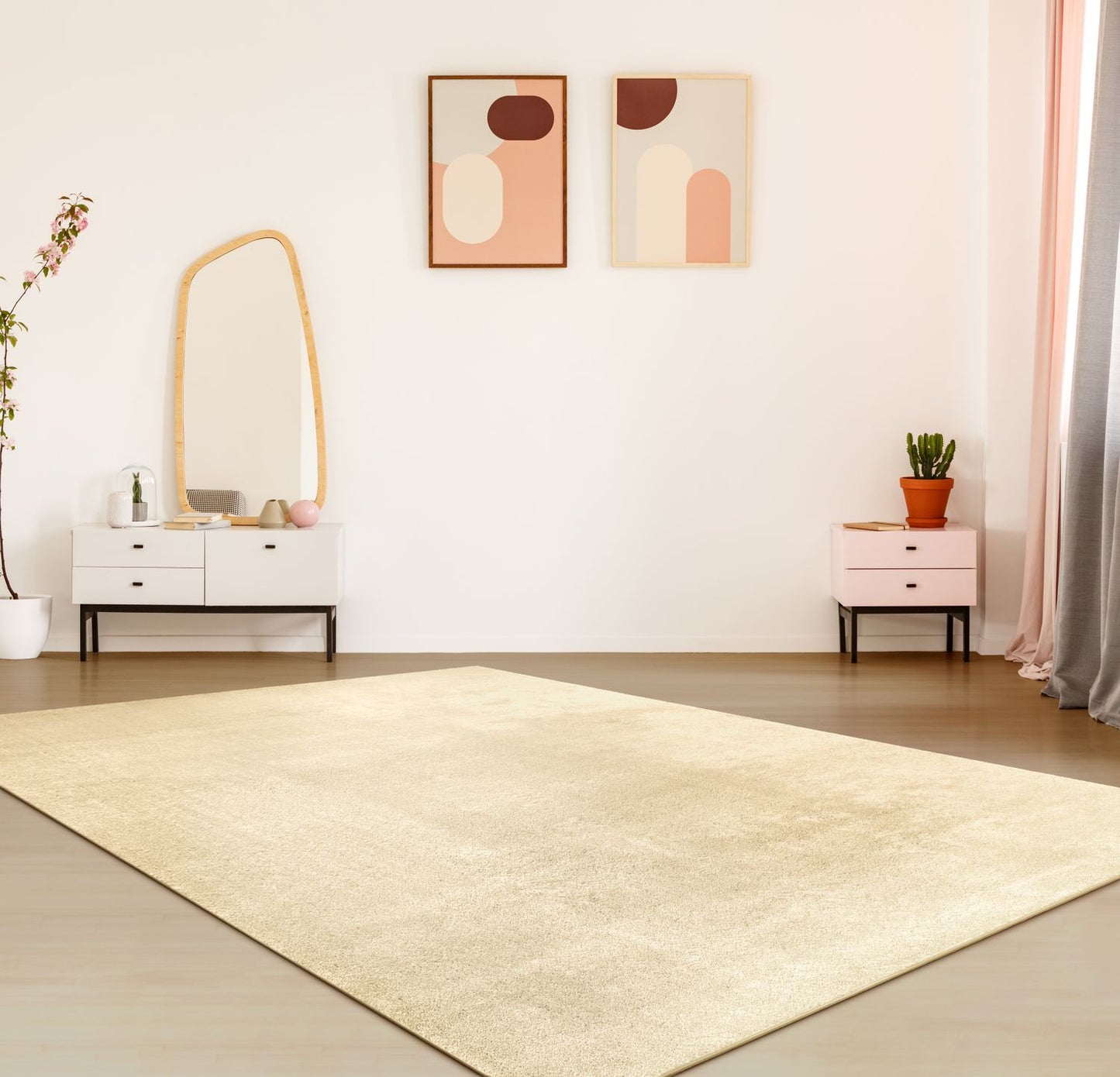 Soft Area Rug with Anti-Slip Backing Washable - Beige-4
