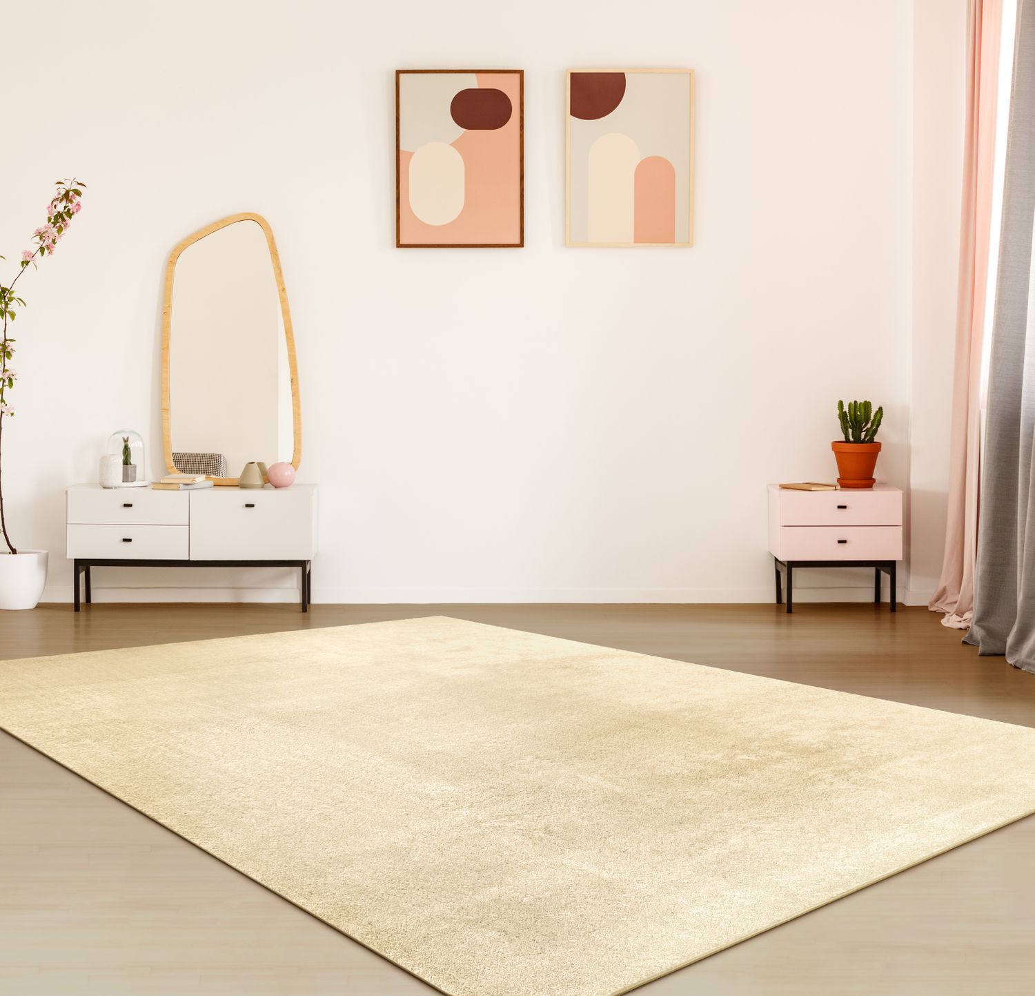 Soft Area Rug with Anti-Slip Backing Washable - Beige-4