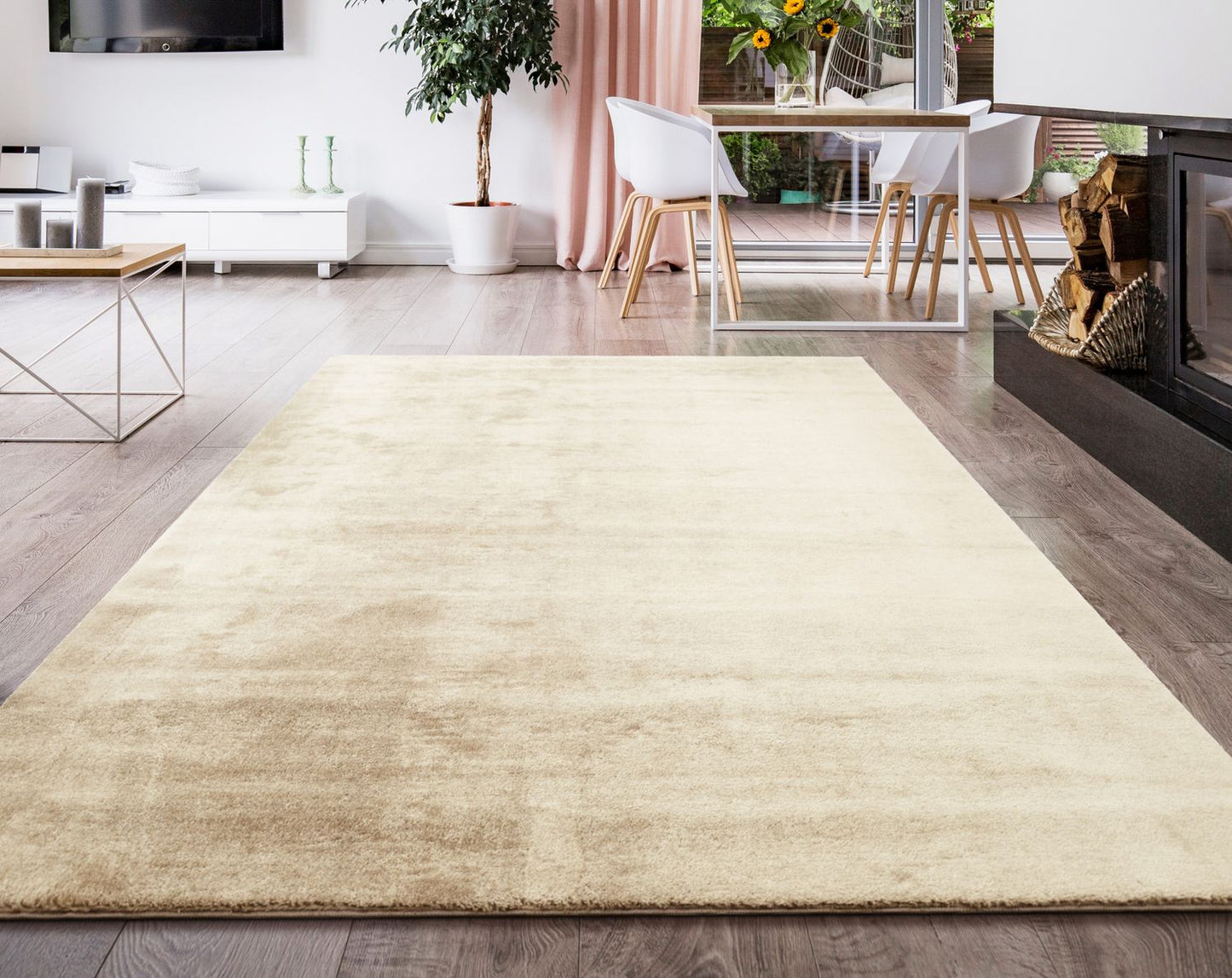 Soft Area Rug with Anti-Slip Backing Washable - Cream-4