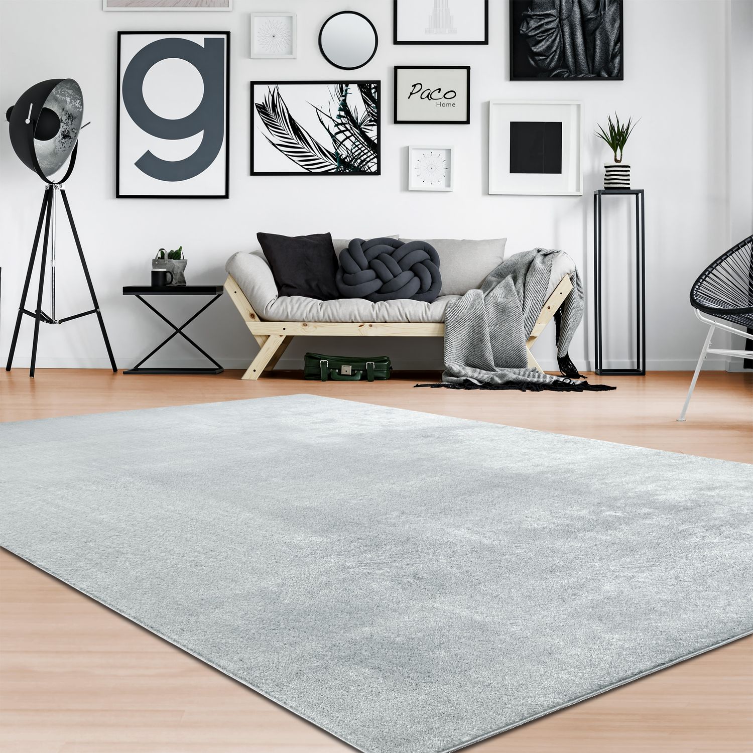 Soft Area Rug with Anti-Slip Backing Washable - Grey-0