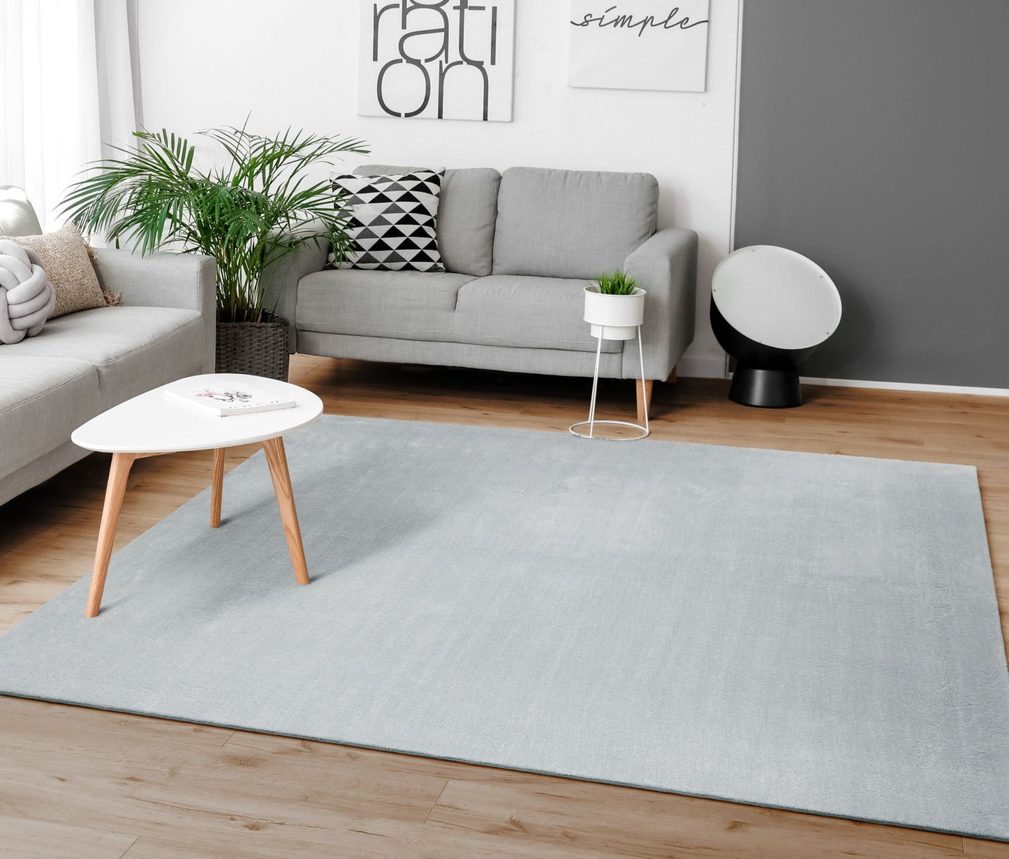 Soft Area Rug with Anti-Slip Backing Washable - Grey-4
