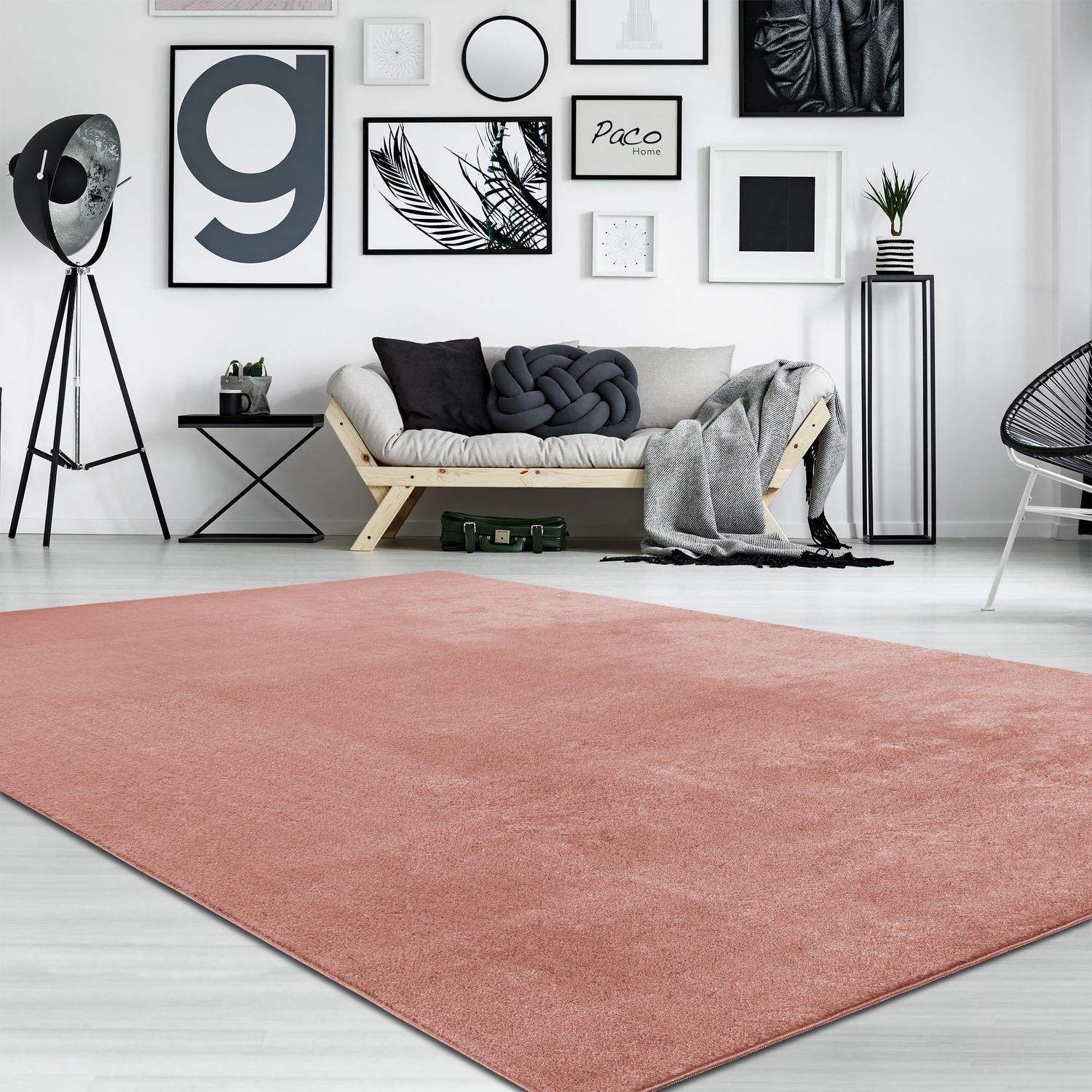 Soft Area Rug with Anti-Slip Backing Washable - Pink-0