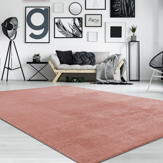 Soft Area Rug with Anti-Slip Backing Washable - Pink-0