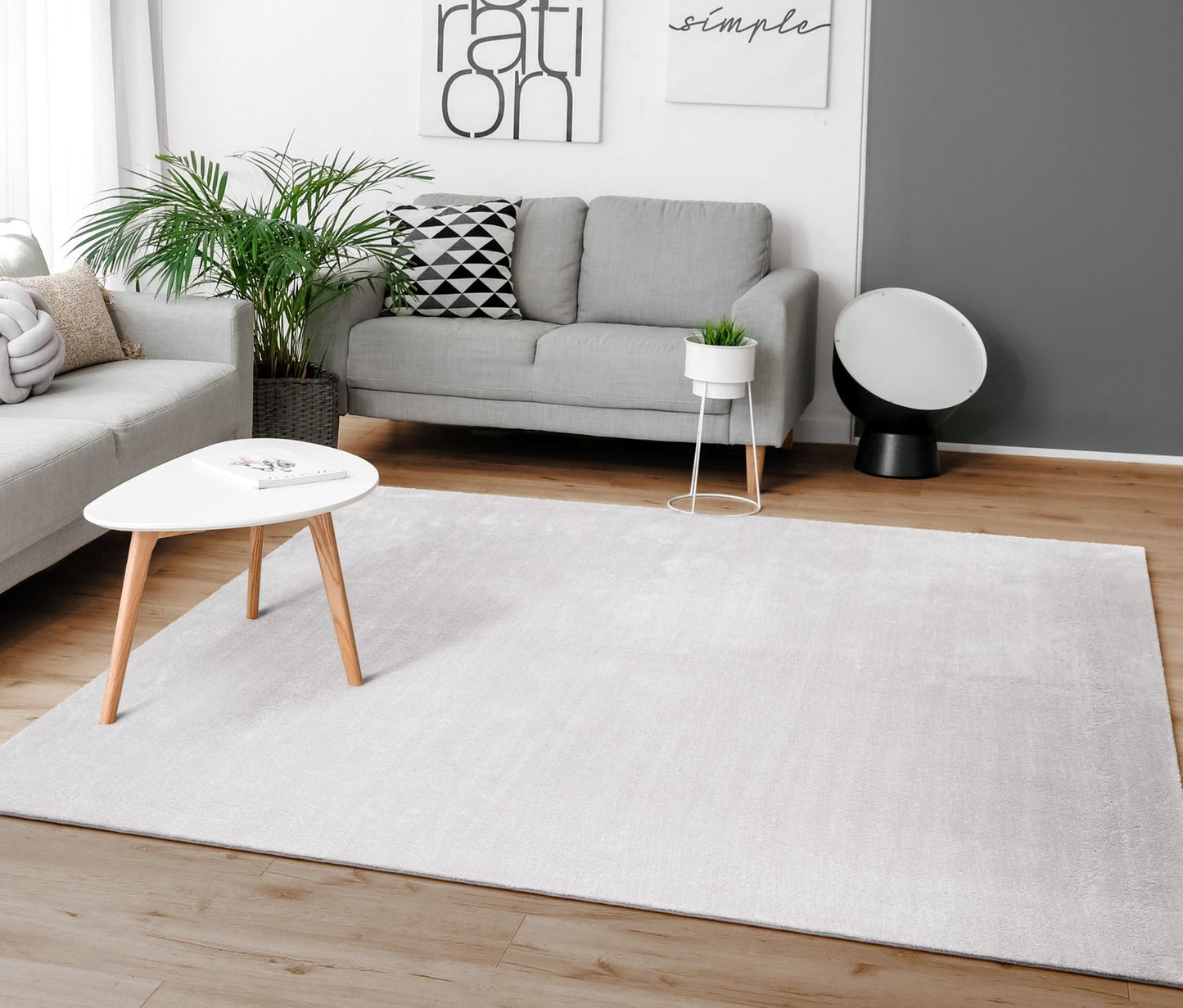 Soft Area Rug with Anti-Slip Backing Washable - Silver-4
