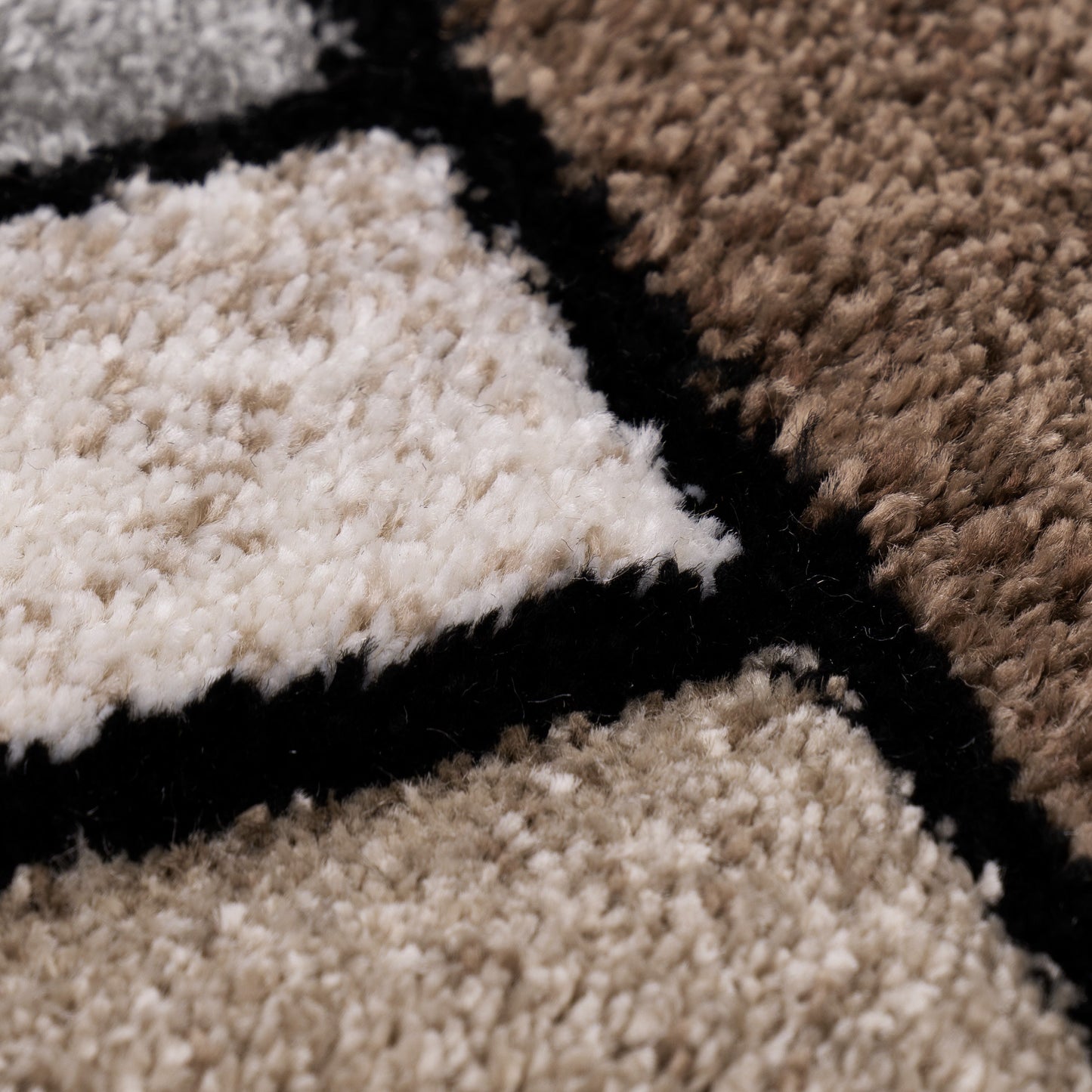 Area Rug Brilliance with Geometric Squares in Brown Beige-1