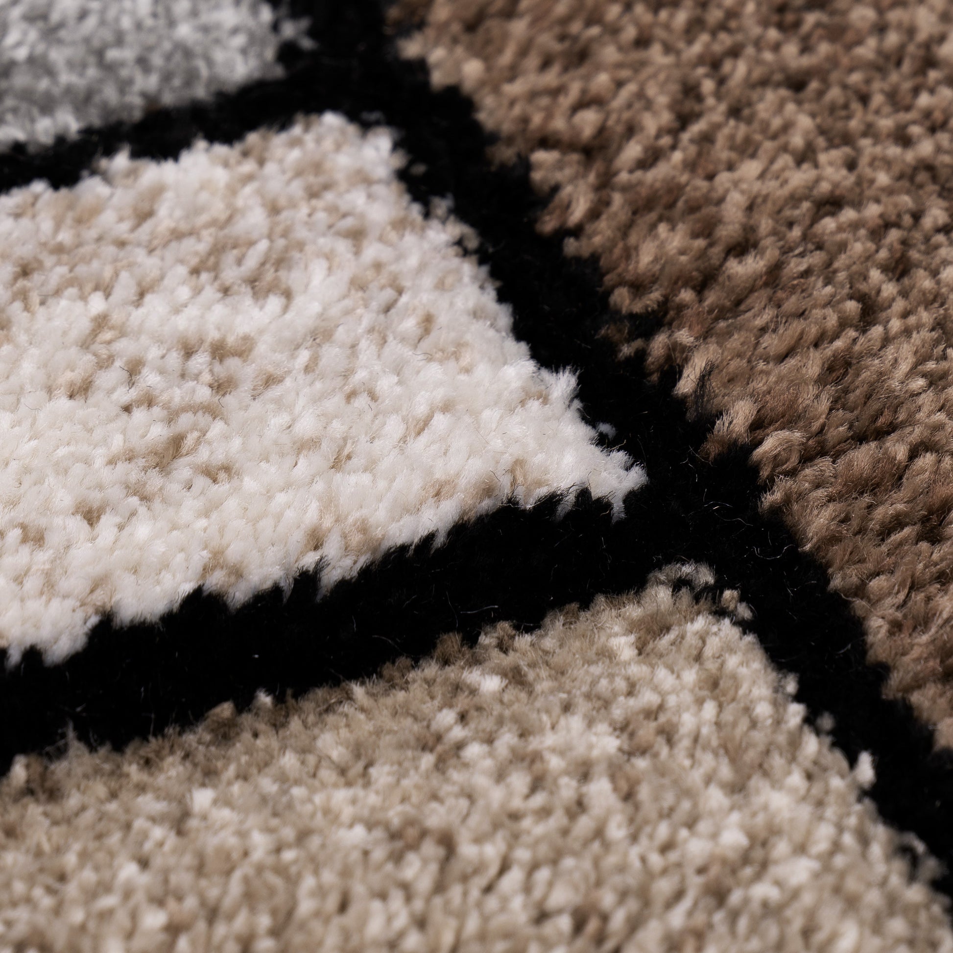 Area Rug Brilliance with Geometric Squares in Brown Beige-1