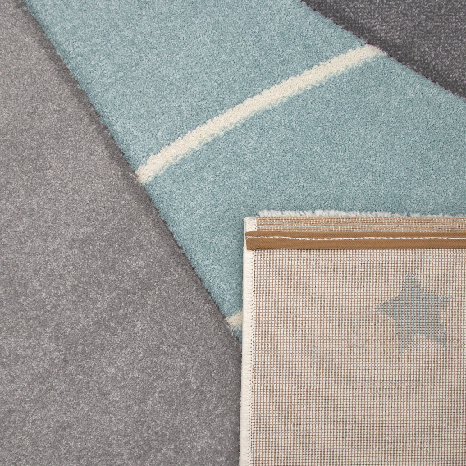 Kids Rug Cosmo for Nursery with Mountains in Pastel Blue White-3