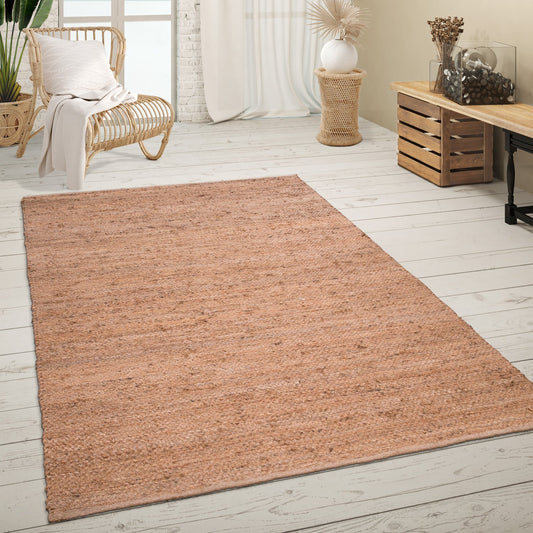 Jute Rug Kaia Hand-Woven with Natural Fibers in Nature Brown-0
