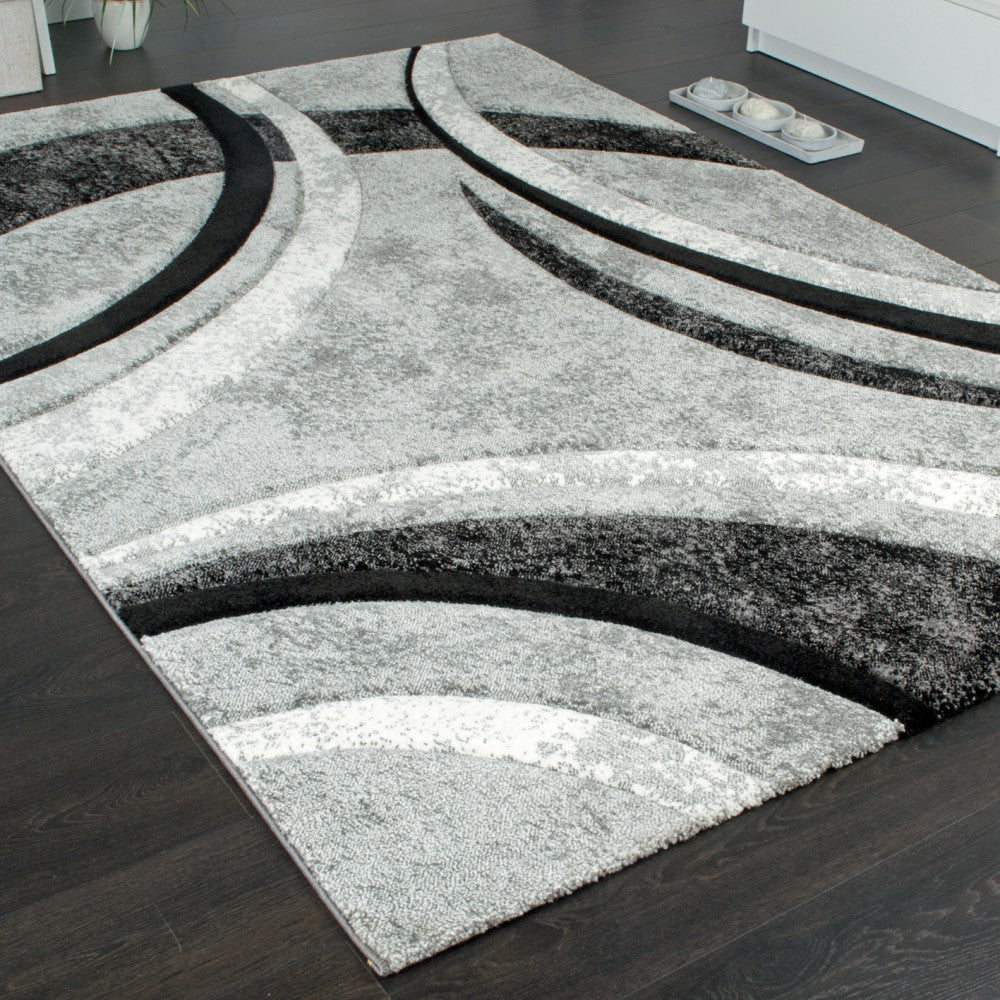 Area Rug Brilliance Grey White Geometric Pattern-4