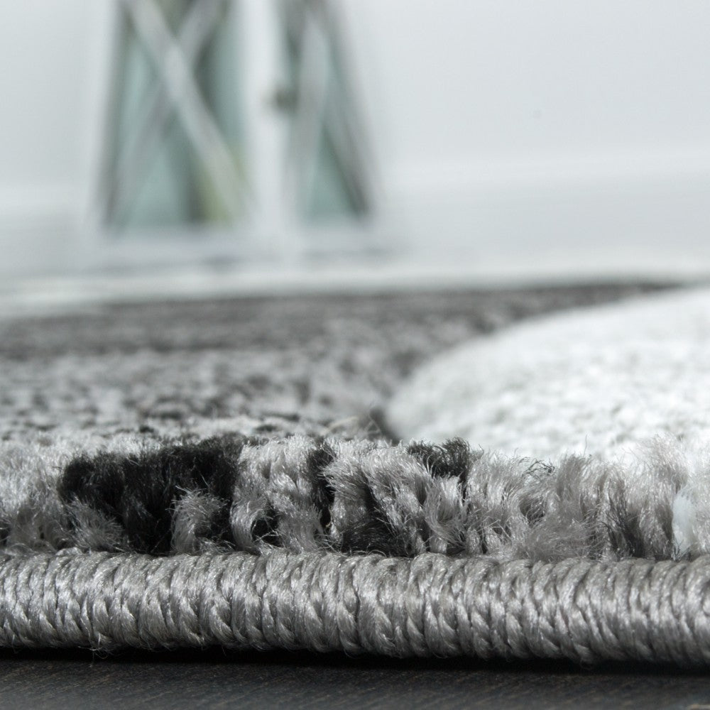 Area Rug Brilliance Grey White Geometric Pattern-2