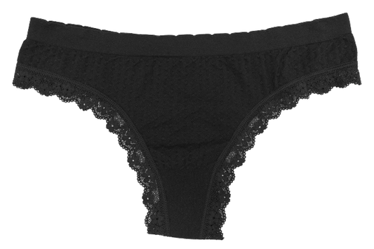 Scalloped Dot and Lace Seamless Tag Free Thong
