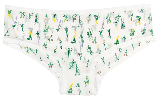 White Mesh Hipster with Green Ditsy Floral – Comfy Fit XS–2X