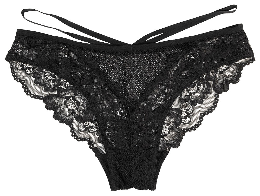 Strappy Floral Lace and Mesh Cheeky