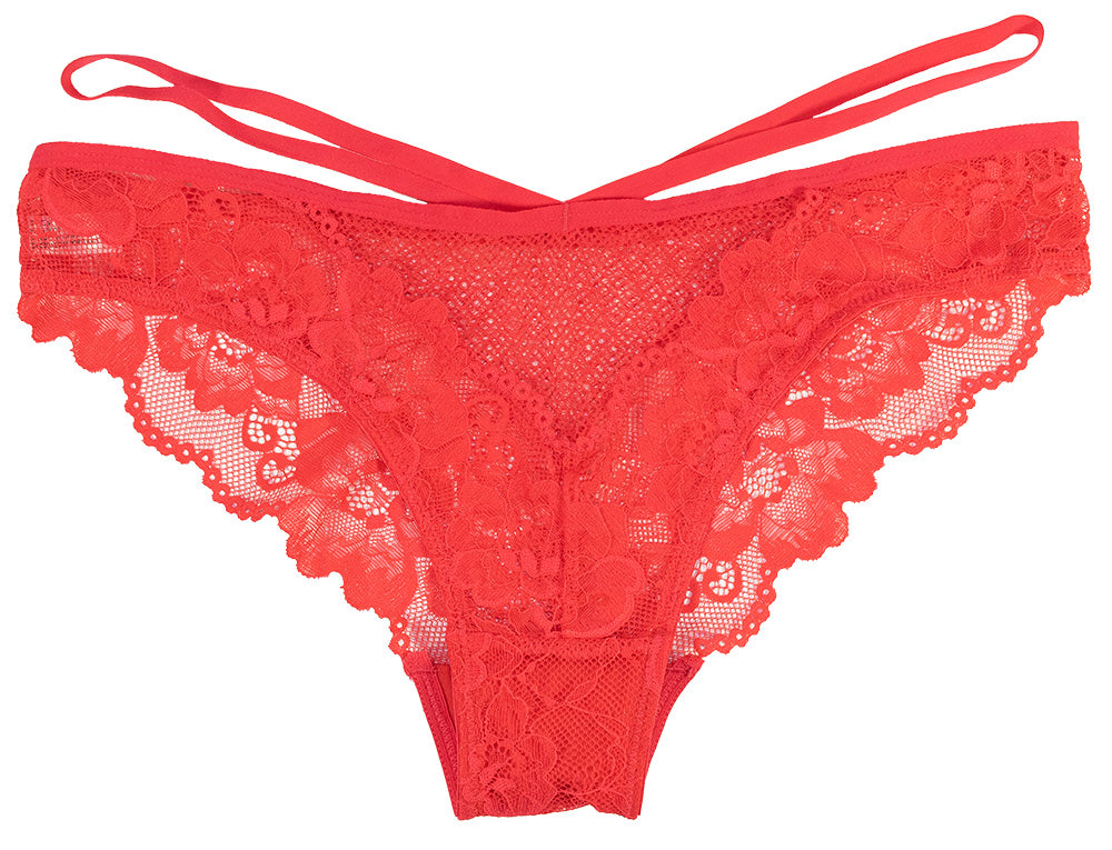 Strappy Floral Lace and Mesh Cheeky