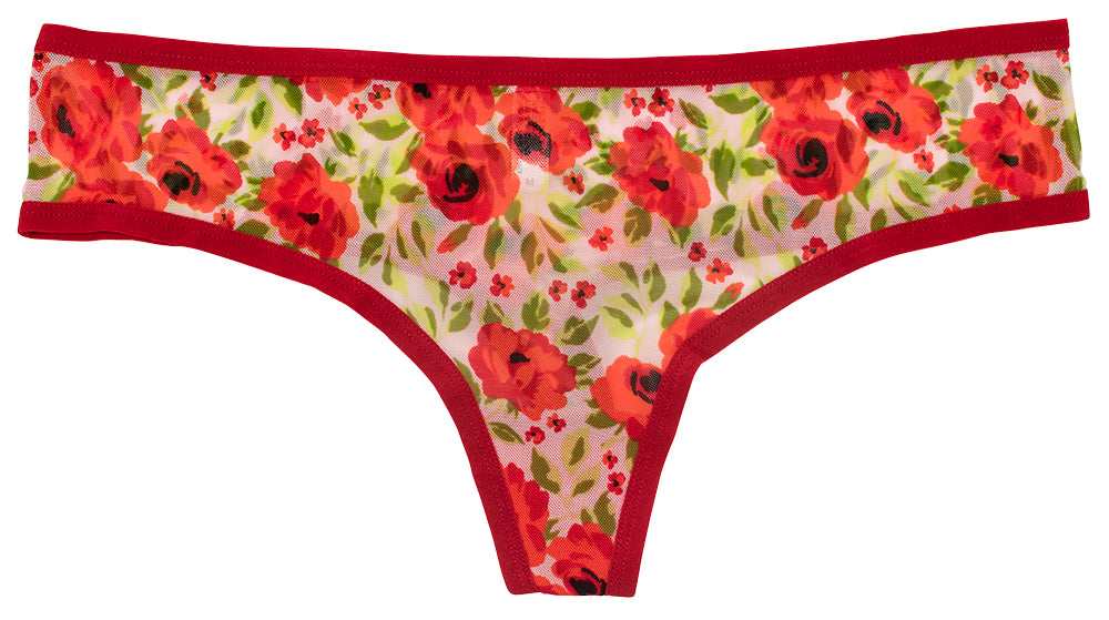 Floral Mesh Thong – Sheer Comfort XS–3X