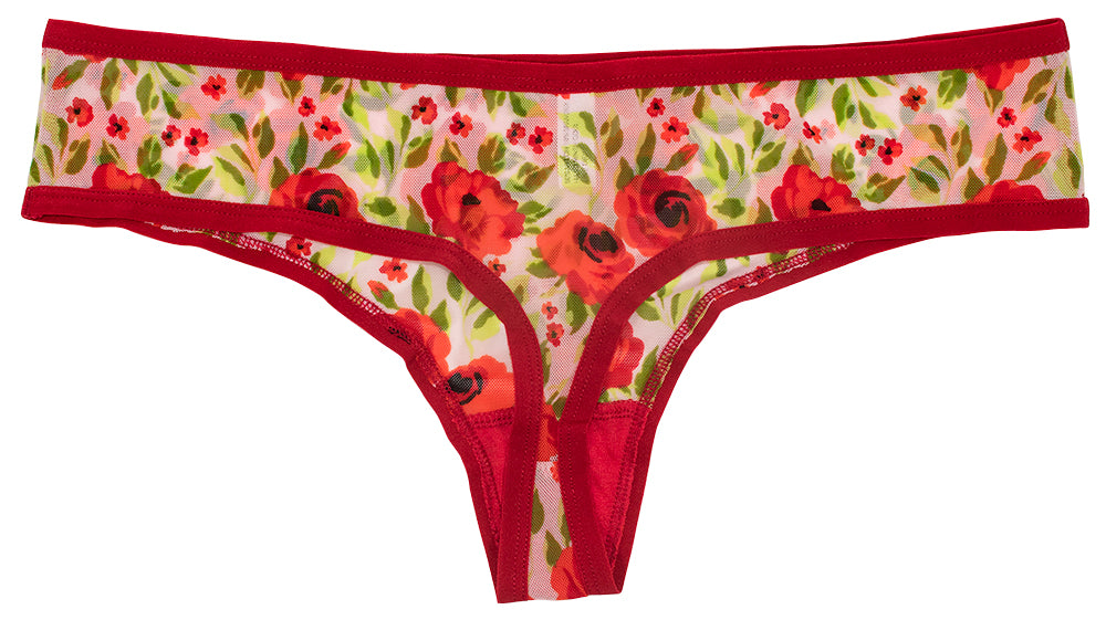 Floral Mesh Thong – Sheer Comfort XS–3X