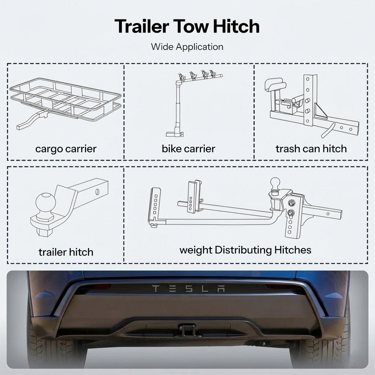 TESERY Tow Hitch for Model Y | 6500 lbs Capacity | No-Drill Install