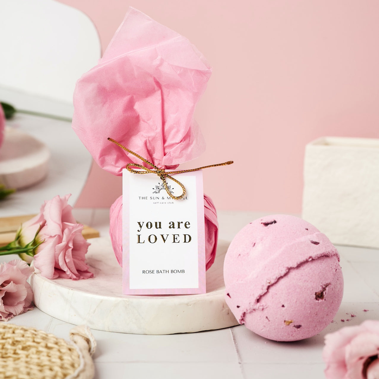 You Are Loved - Rose Bath Bomb Self-Love Soak-0