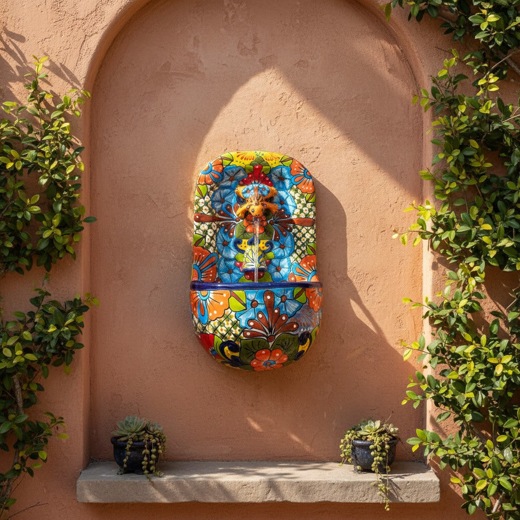 Talavera Wall Fountain | Handcrafted Mexican Ceramic Water Feature