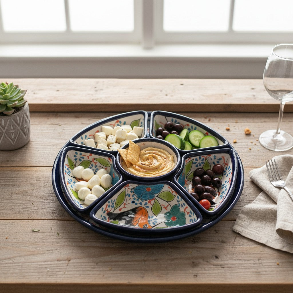 Talavera Bird Appetizer Tray | Colorful Mexican Pottery Dish