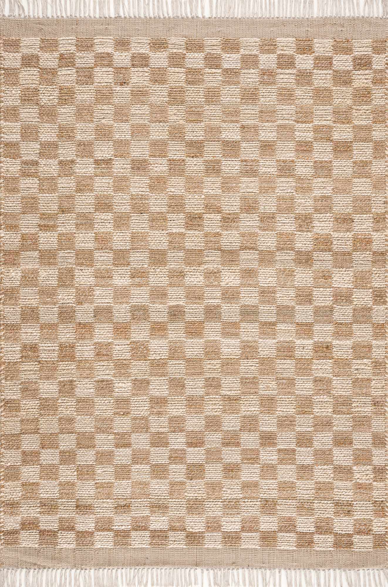 Ionut Checkered Jute Area Rug-0