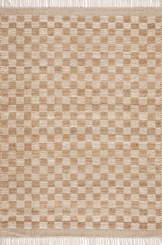 Ionut Checkered Jute Area Rug-0
