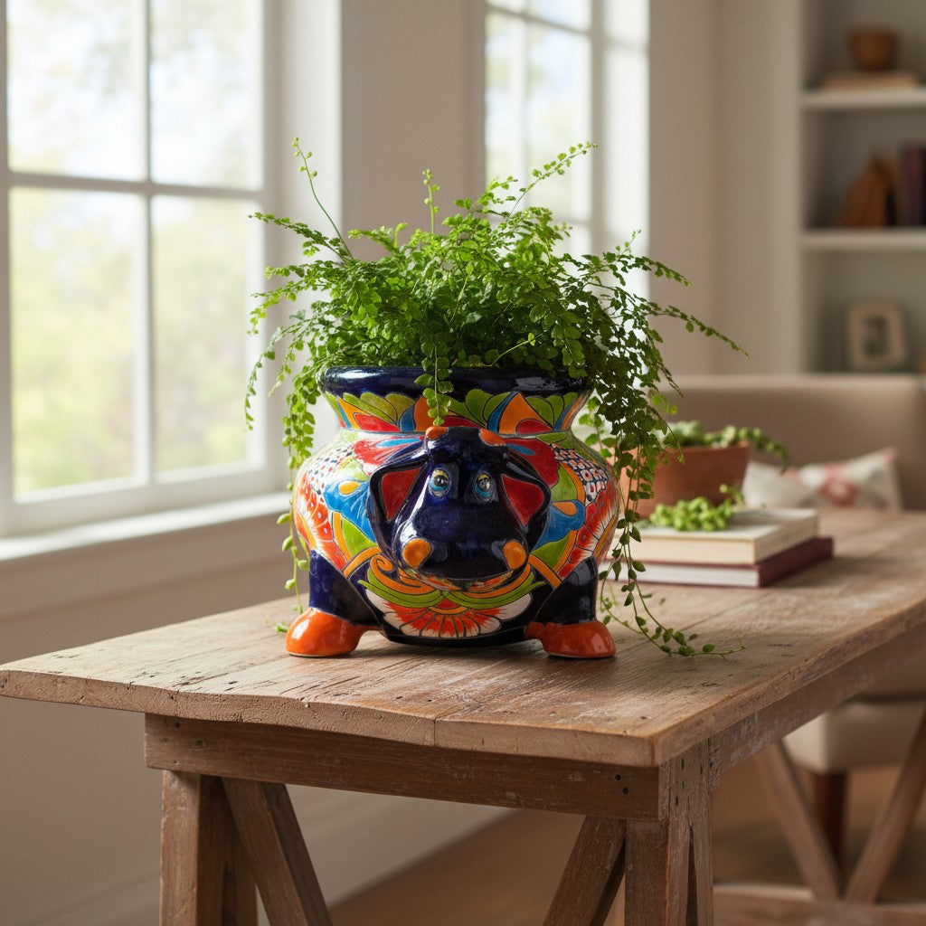 Talavera Cow Planter | Handcrafted Mexican Pottery for Home & Garden