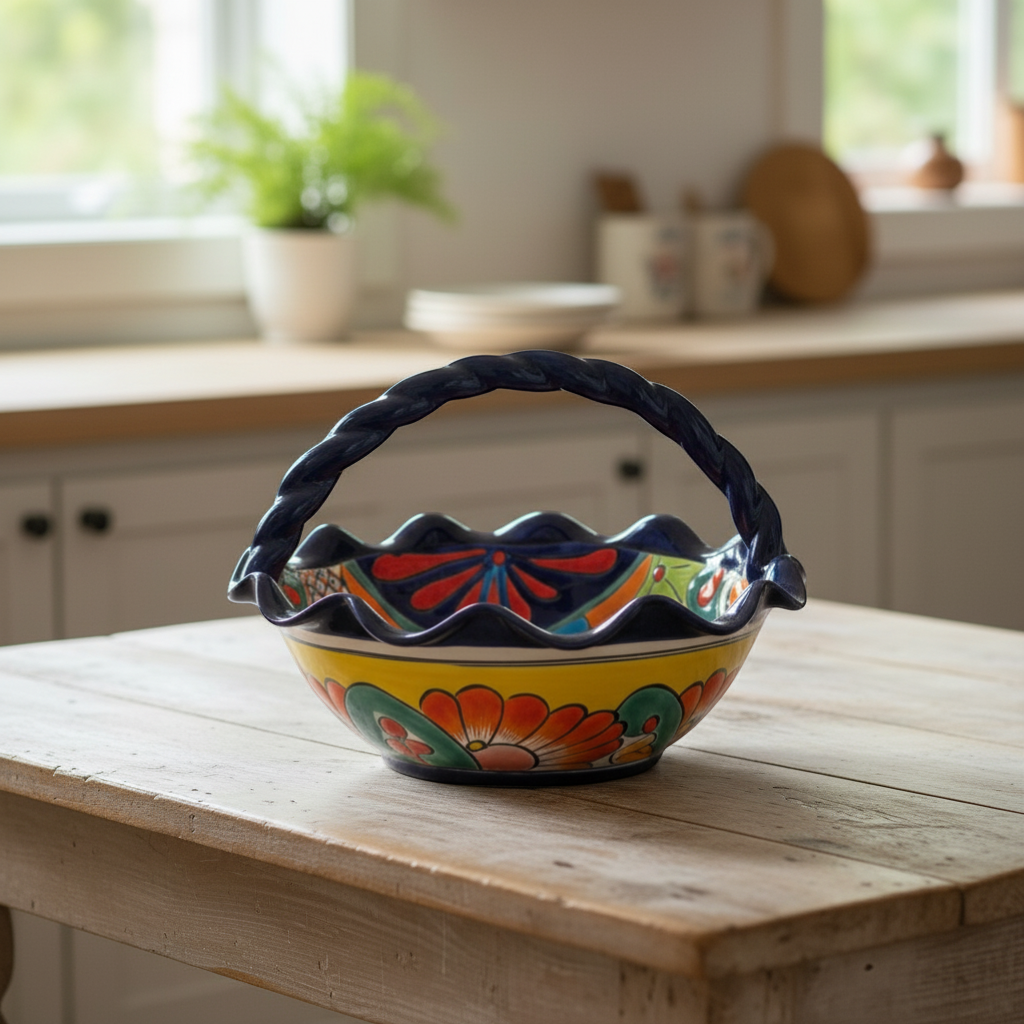 Talavera Fruit Basket | Colorful Hand-Painted Centerpiece