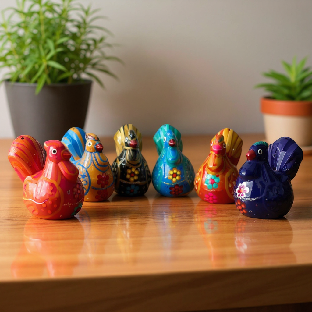 Set of 2 Chicken Salt and Pepper Shakers | Mexican Hand-Painted Guerrero Pottery