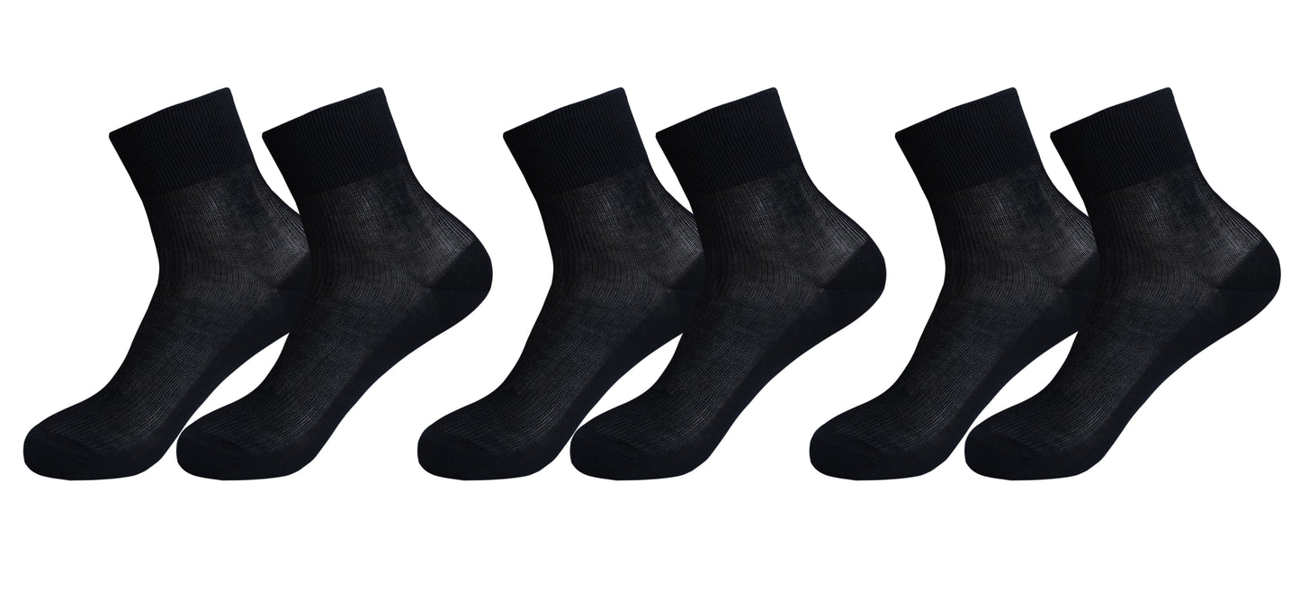 tittimitti® 100% Mercerized "Filo di Scozia" Cotton Men's Ankle Dress & Trouser Socks 3-Pack. Made in Italy