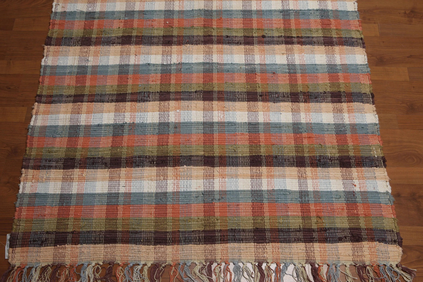 4' x 6' Hand Woven Reversible Dhurry 100% wool area rug Ivory-3