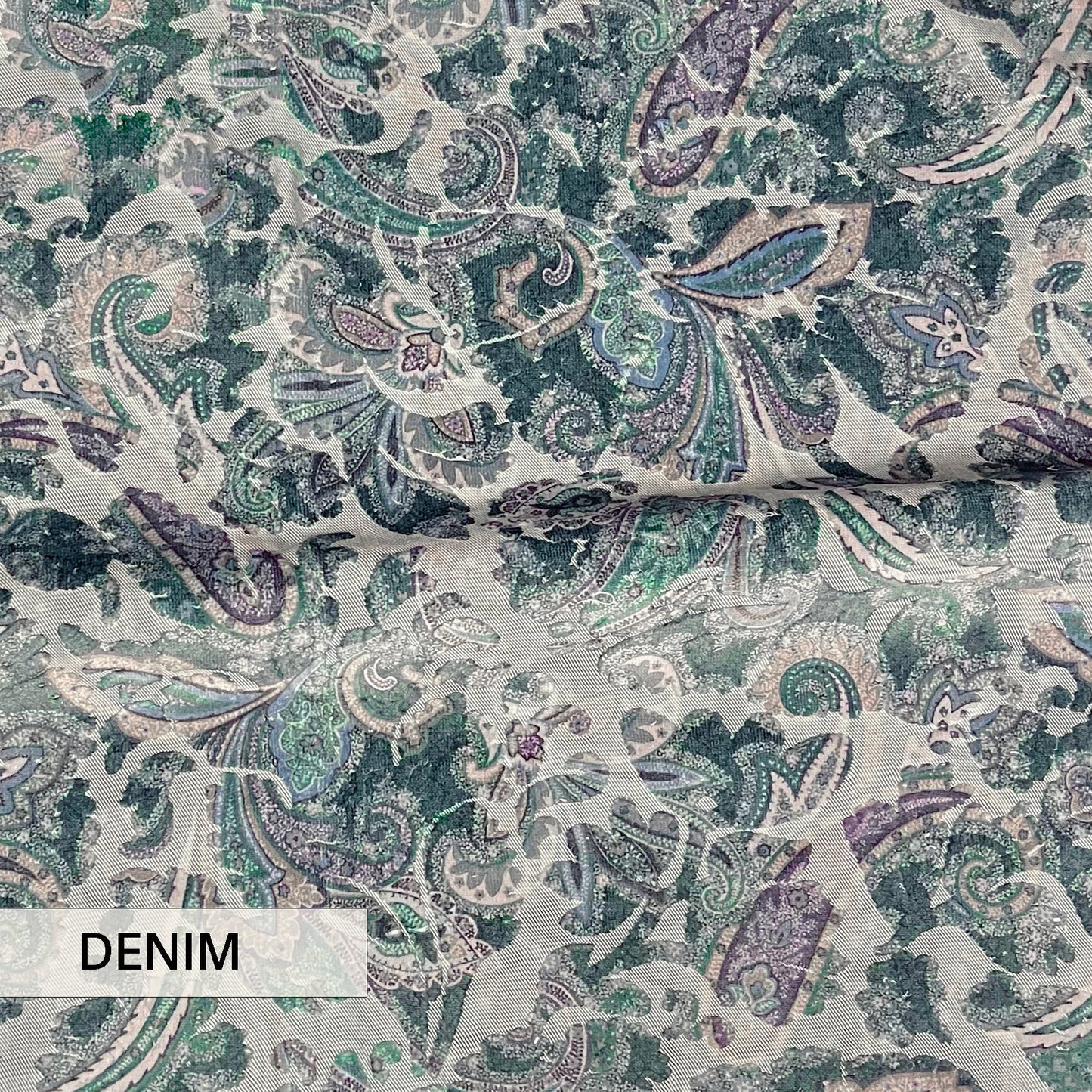 FLORIAN - BOTANICAL PAISLEY PRINTED CUT VELVET UPHOLSTERY FABRIC BY THE YARD