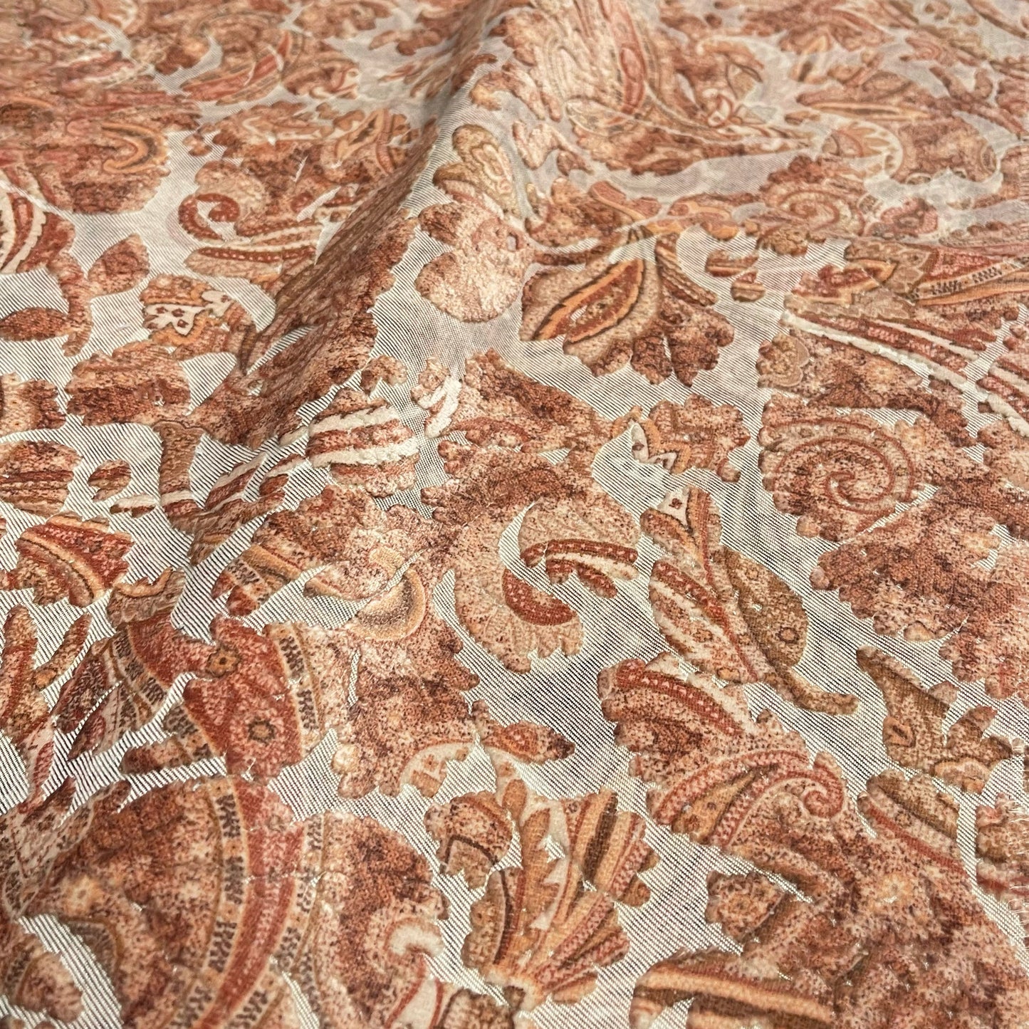 FLORIAN - BOTANICAL PAISLEY PRINTED CUT VELVET UPHOLSTERY FABRIC BY THE YARD