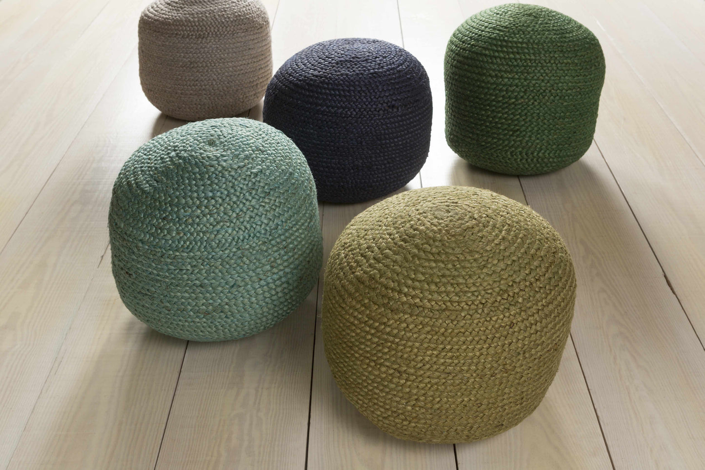 Gail Navy Jute Knitted Pouf-3