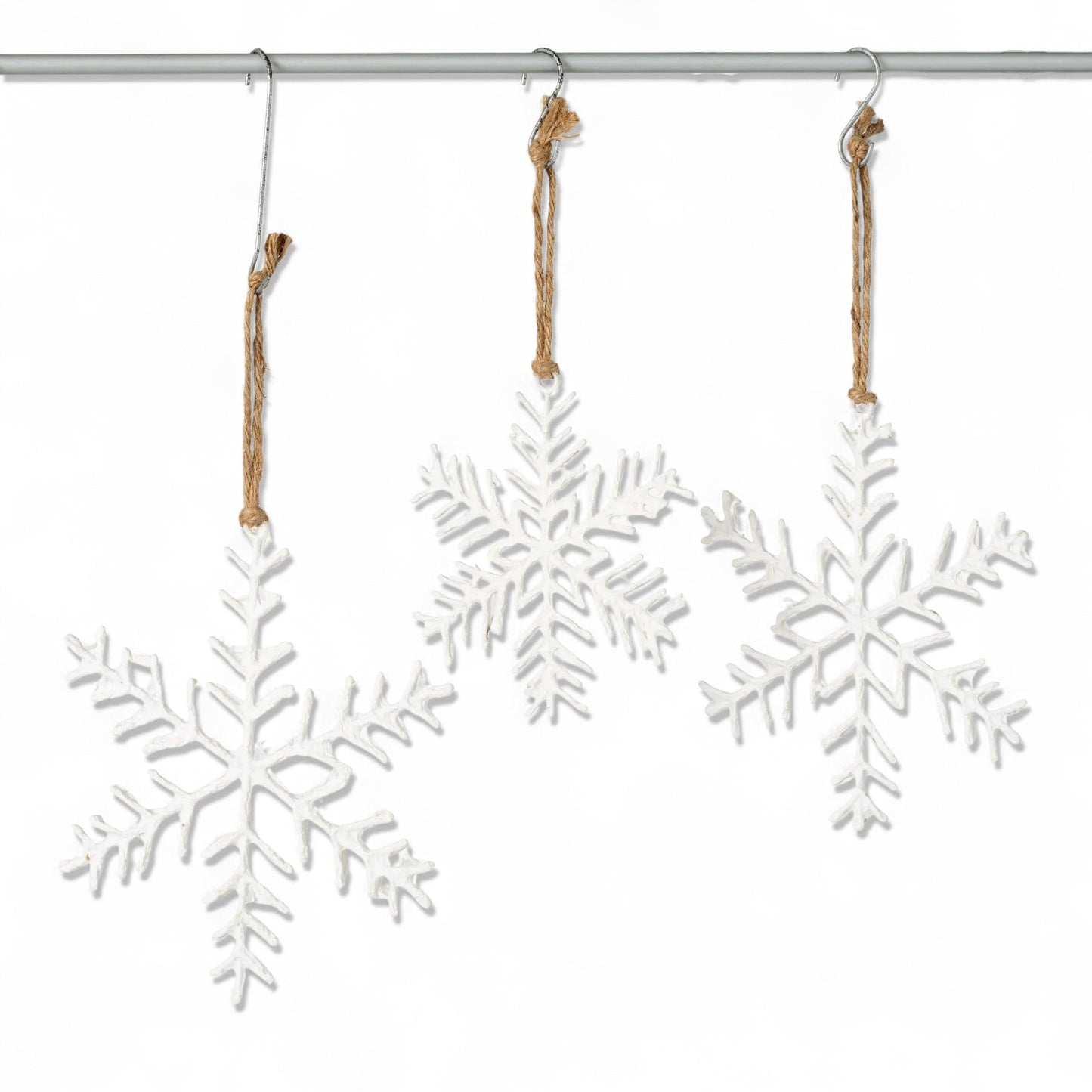 White Paper Pulp Snowflake Ornaments