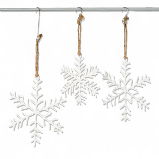 White Paper Pulp Snowflake Ornaments