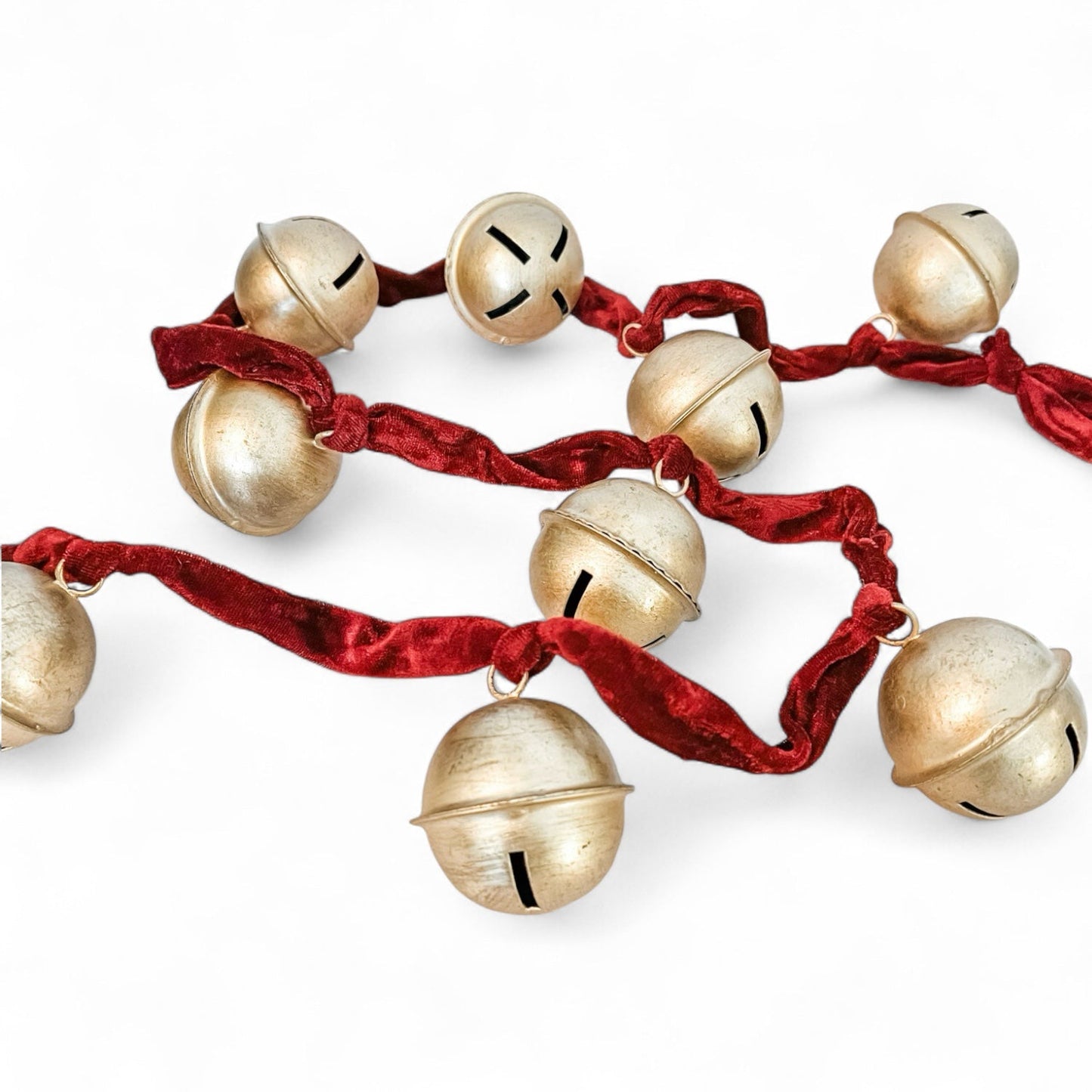 Red Velvet Gold Bell Garland