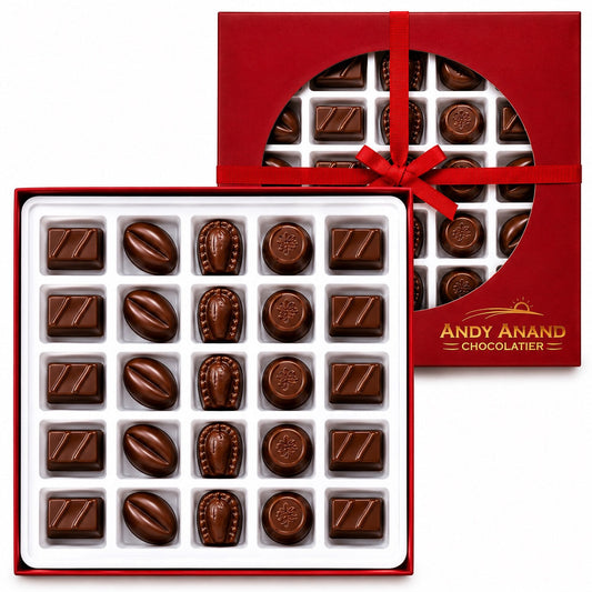 Andy Anand Sugar-Free Vegan Belgian Dark Chocolate Truffles Gift Box, 25 pc – Handmade Gourmet Assorted Flavors, Perfect for Indulgence, Birthday & Holiday